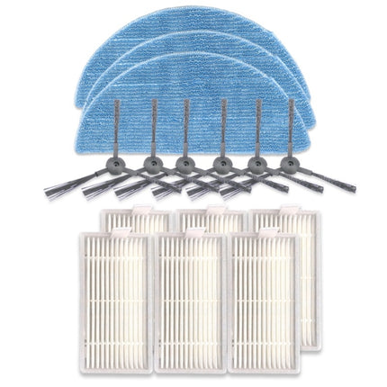 XI242 3 Pairs K614 Side Brushes + 6 PCS I208 Filters+ 3 PCS I201 Rags Set for ILIFE V5S Pro / V50 / V5S