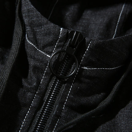 Hooded Casual Letter Print Tooling Denim Jacket for Men