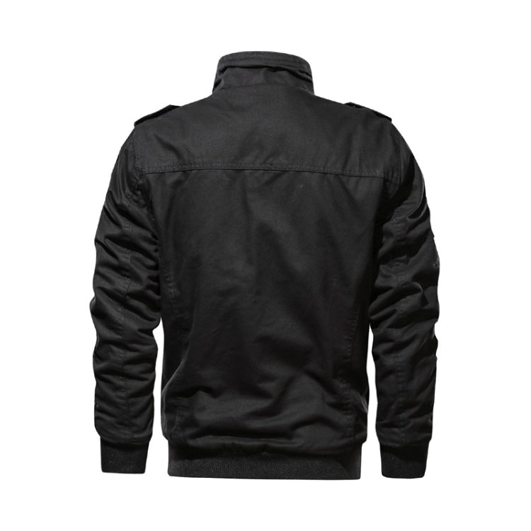 Men Casual Slim Plus Velvet Jacket (Color:Black Size:XXXXL)
