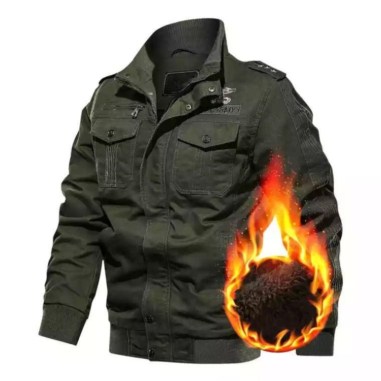 Men Casual Slim Plus Velvet Jacket (Color:Black Size:XXXXL)