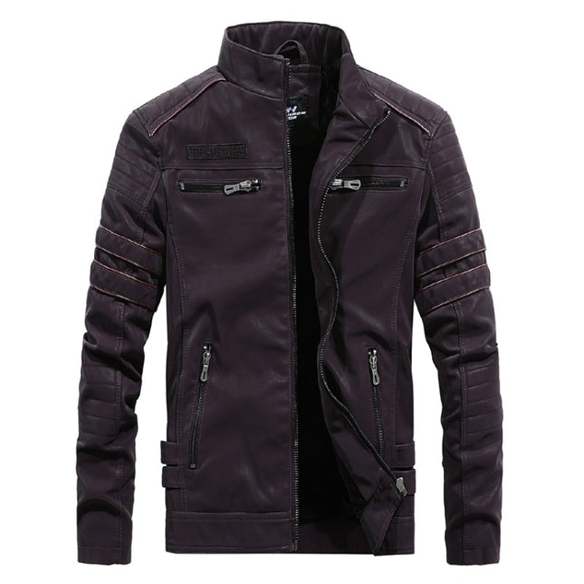 Men Casual Leather Jacket Coat(Color:Coffee Size:XXXL), M, L, XL, XXL, XXXL