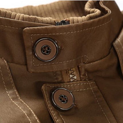 Men Long Style Leather Jacket Coat