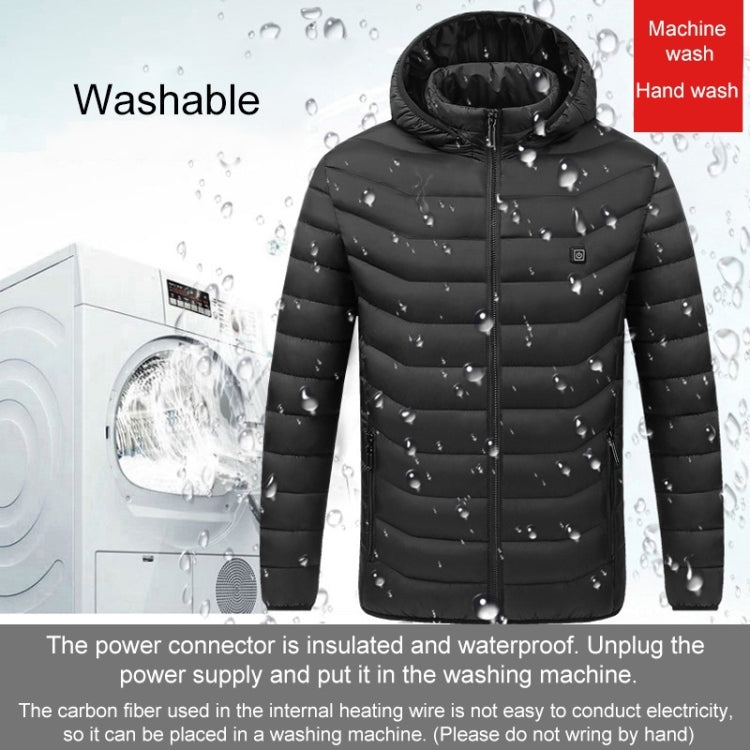 USB Heated Smart Constant Temperature Hooded Warm Coat for Men and Women (Color:Red Size:XXXXL)
