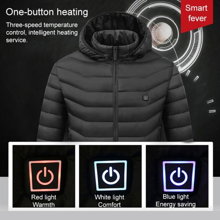 USB Heated Smart Constant Temperature Hooded Warm Coat for Men and Women (Color:Red Size:XXXXL)