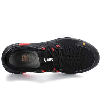 Jiefu Anti Smash And Stab Resistant Lightweight Breathable Anti Odor Flying Fabric Safety Shoes (Color:Black Size:45), 36, 37, 38, 39, 40, 41, 42, 43, 44, 45, 46, 47, 48