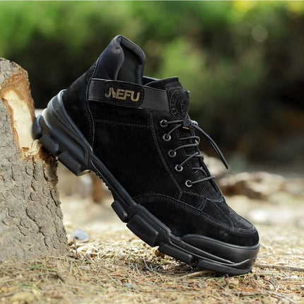 Jiefu Anti Smashing, Anti Piercing, Waterproof And Oil Resistant Electric Welding High Top Safety Shoes (Color:Sand Color Size:46), 36, 37, 38, 39, 40, 41, 42, 43, 44