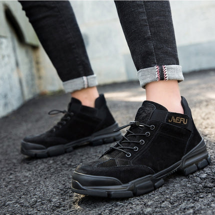 Jiefu Anti Smashing, Anti Piercing, Waterproof And Oil Resistant Electric Welding High Top Safety Shoes (Color:Sand Color Size:46)