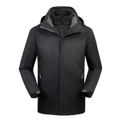 Mens Detachable Two Piece Warm, Waterproof And Breathable Couples Stormsuit (Color:Gentleman Grey Size:XXXXL)