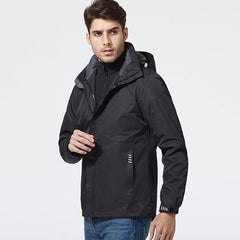 Mens Detachable Two Piece Warm, Waterproof And Breathable Couples Stormsuit (Color:Gentleman Grey Size:XXXXL)