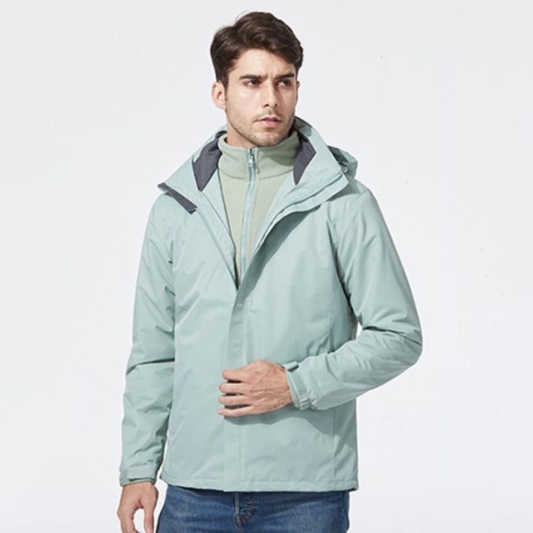 Mens Detachable Two Piece Warm, Waterproof And Breathable Couples Stormsuit (Color:Gentleman Grey Size:XXXXL)