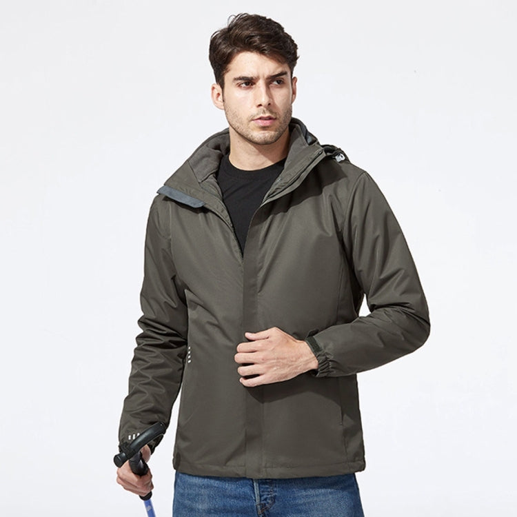 Mens Detachable Two Piece Warm, Waterproof And Breathable Couples Stormsuit (Color:Gentleman Grey Size:XXXXL)