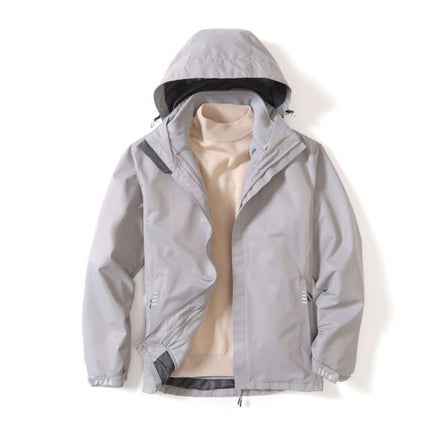 Mens Detachable Two Piece Warm, Waterproof And Breathable Couples Stormsuit (Color:Gentleman Grey Size:XXXXL), M, L, XL, XXL