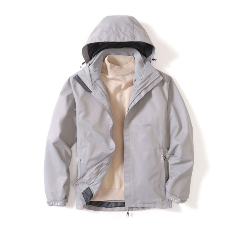Mens Detachable Two Piece Warm, Waterproof And Breathable Couples Stormsuit (Color:Gentleman Grey Size:XXXXL)