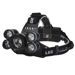 5 LEDs USB Rechargeable Outdoor Long-range Camping Night Fishing Headlight
