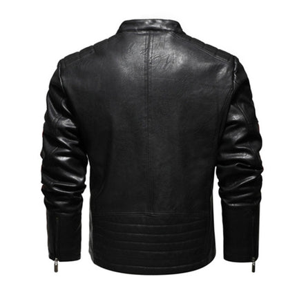 Autumn and Winter Letters Embroidery Pattern Tight-fitting Motorcycle Leather Jacket for Men
