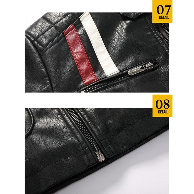 Autumn and Winter Letters Embroidery Pattern Tight-fitting Motorcycle Leather Jacket for Men