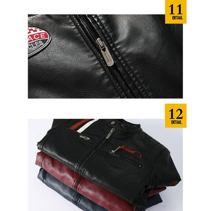 Autumn and Winter Letters Embroidery Pattern Tight-fitting Motorcycle Leather Jacket for Men