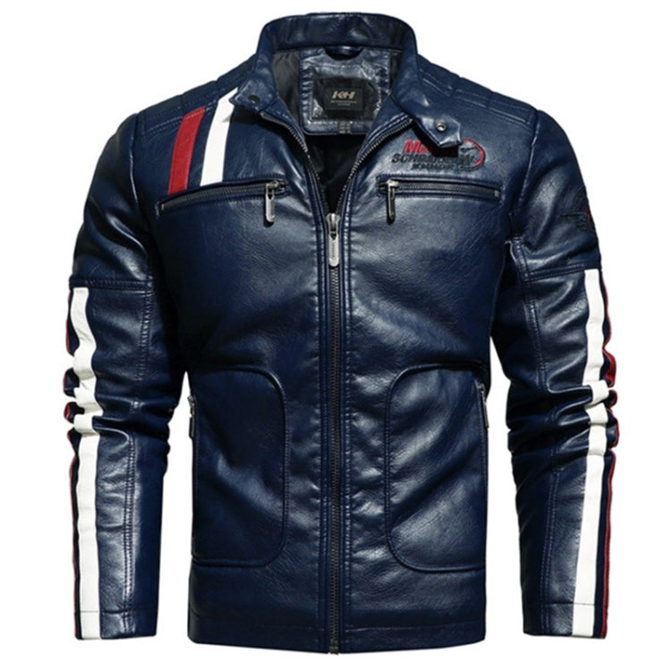 Autumn and Winter Letters Embroidery Pattern Tight-fitting Motorcycle Leather Jacket for Men