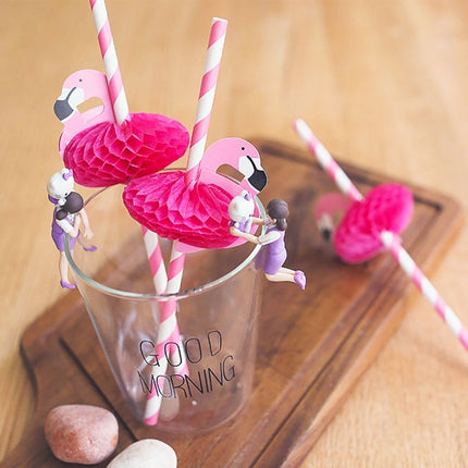 50 PCS 3D Flamingo Jungle Paper Straws Party Decorations Cocktail Straw (Pink), Cocktail Straw (Flamingo Pink), Cocktail Straw