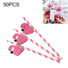 50 PCS 3D Flamingo Jungle Paper Straws Party Decorations Cocktail Straw (Pink), Cocktail Straw (Flamingo Pink), Cocktail Straw
