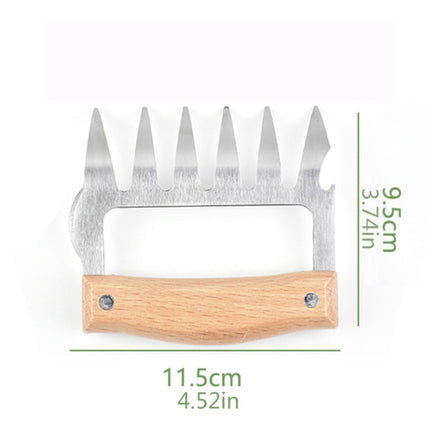 2 PCS Bear Claw Shaped stainless steel Barbecue Fork Chicken Shredded Wooden Handle  Anti-skid Creative Kitchen Fork Claw Meat Claw Splitter with, Meat Claw Splitter(Redwood), Meat Claw Splitter(Wood color)