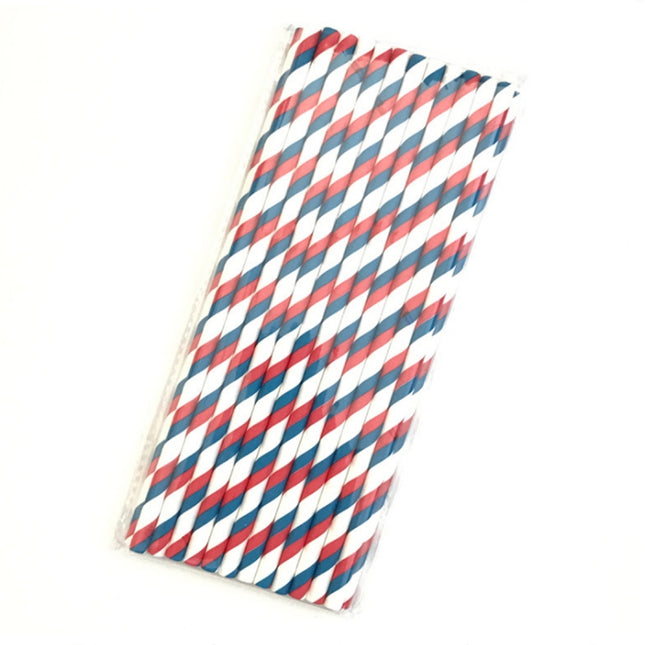 2 Packs / 50pcs Degradable Color Environmental Protection Striped Paper Straw Disposable Kraft Paper Straw, Kraft Paper Straw(Gold), Kraft Paper Straw(Star), Kraft Paper Straw(Red Blue), Kraft Paper Straw(Red Green)