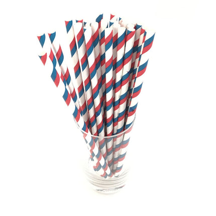 2 Packs / 50pcs Degradable Color Environmental Protection Striped Paper Straw Disposable Kraft Paper Straw, Kraft Paper Straw(Gold), Kraft Paper Straw(Star), Kraft Paper Straw(Red Blue), Kraft Paper Straw(Red Green)