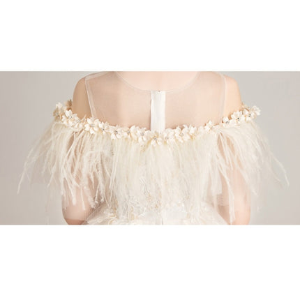 Round Neck Strapless Front Short Back Long Lace Princess Dress Pettiskirt Performance Formal Dress for Girls