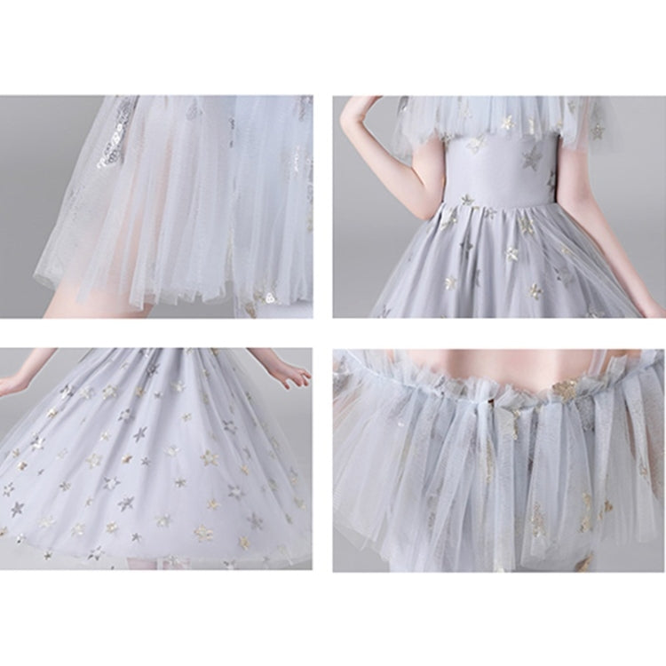 Five-pointed Star Pattern Short Front and Long Back Lace Princess Dress Pettiskirt Performance Formal Dress for Girls