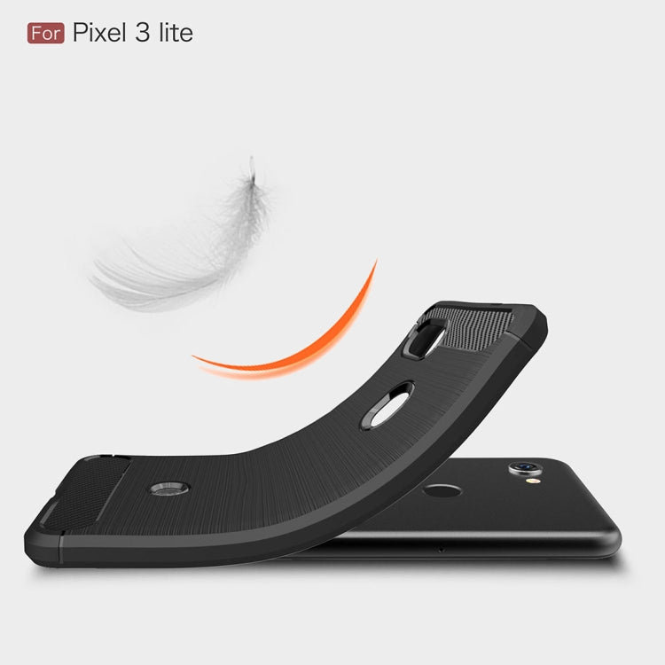 Brushed Texture Carbon Fiber Shockproof TPU Case for Google Pixel 3 Lite