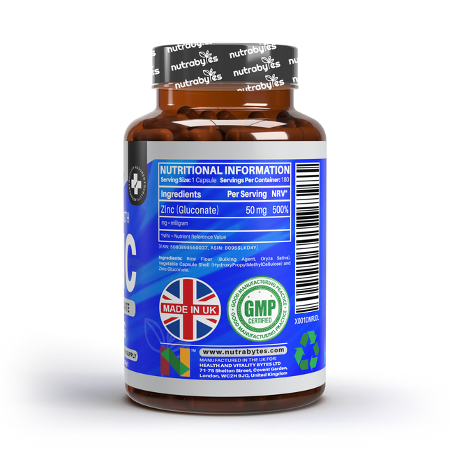 Zinc Gluconate 50mg, 180 Vegan Capsules