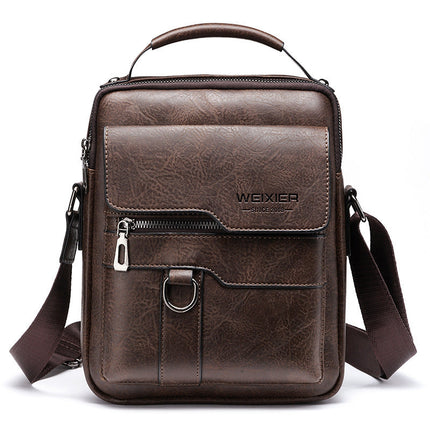 Popular Men's Messenger Bag One Shoulder Retro Business Backpack PU Leather Flaps Crossbody Bags Business Flap Male Solid Travel Bag