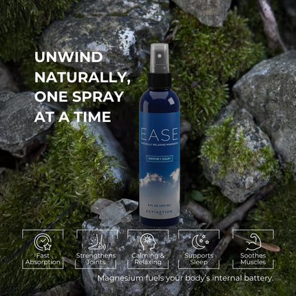 Activation Ease Magnesium Spray | 250 ml | Dead Sea Magnesium Chloride | Fast-Absorbing Topical Spray for Natural Balance and Relaxation
