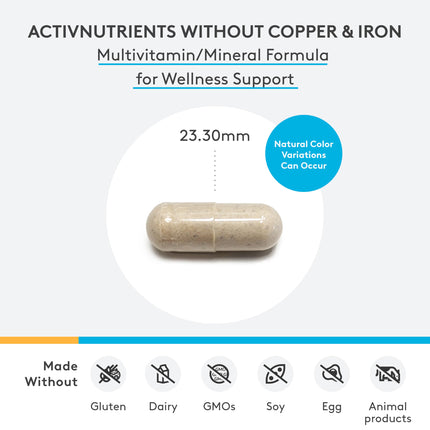 XYMOGEN ActivNutrients Without Copper & Iron – Multivitamin for Men & Women (120 Caps)