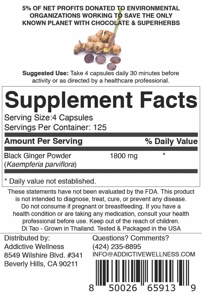 Addictive Wellness Black Ginger Capsules 450mg — Energy, Endurance & Metabolism