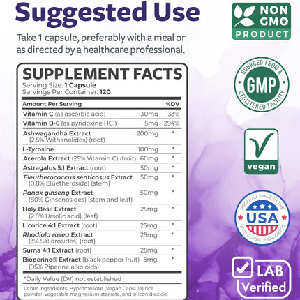 Adrenal Support & Cortisol Manager (Non-GMO) – 120 Capsules
