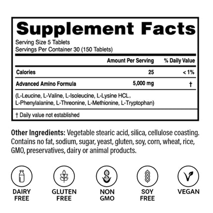 Advanced Bionutritionals Advanced Amino Formula Tablets – 8 Essential Amino Acids, Vegan & Non-GMO