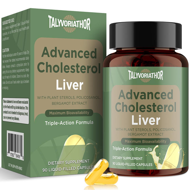 Advanced Cholesterol Lowering Supplements & for High Cholesterol | Liquid-Filled Capsules for Maximum Absorption | Plant Sterols, Policosanol, Bergamot Extract | Triple-Action Formula,90 Capsules