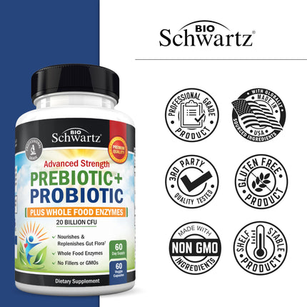Advanced Prebiotics & Probiotics for Immune & Digestive Health - 60 Capsules