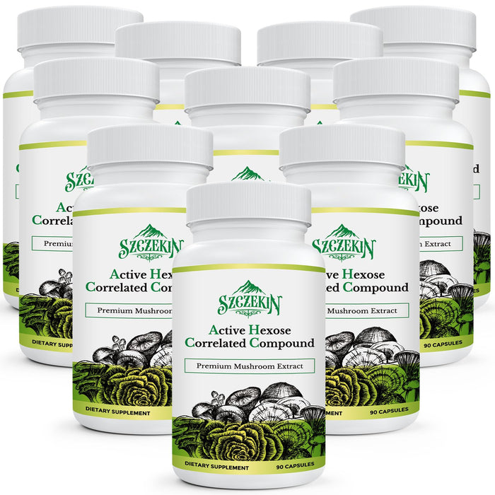 SZCZEKIN Active Hexose Correlated Compound 1500 mg - 8 Mushroom Extract Immune Support, 90 Vegan Capsules