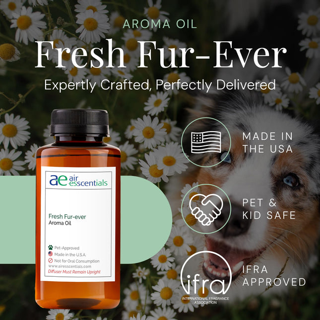 Air Esscentials Fresh Fur-Ever Aroma Oil – Pet-Preferred Pure Essential Oil for Diffusers | Juicy Peach & Lemongrass | 300mL