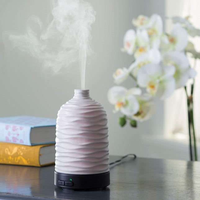 Airome Harmony Medium Porcelain Essential Oil Diffuser | 100 mL Ultrasonic Diffuser, 8 Color LED Lights, Auto Shut-Off