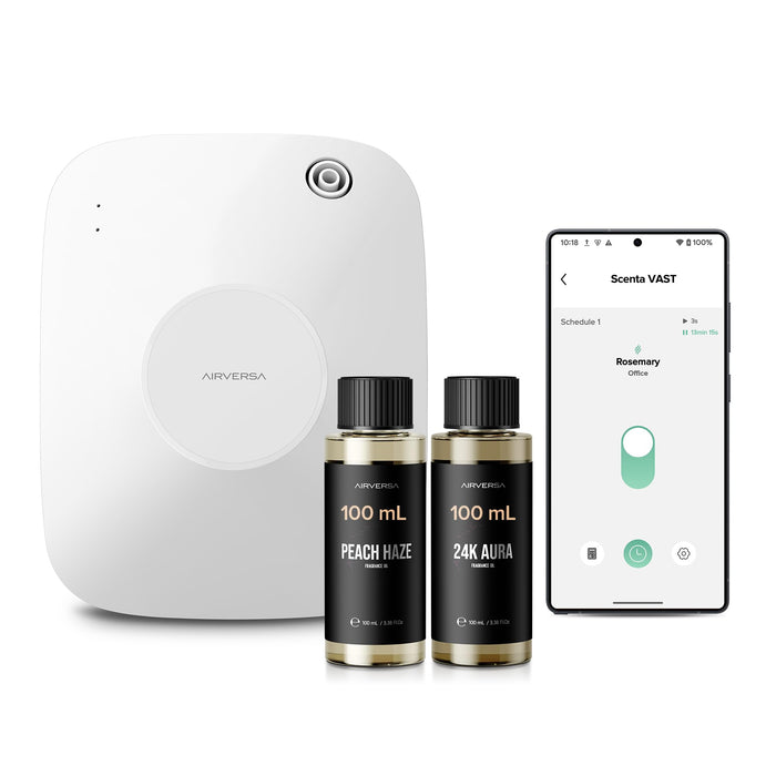 Airversa Smart Waterless Diffuser 400mL | 200mL Fragrance Oils | 2000 sq ft Coverage | ANA White Kit