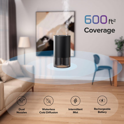 Airversa Waterless Dual-Nozzle Essential Oil Diffuser – 5 Timers, 4 Mist Levels, Gold