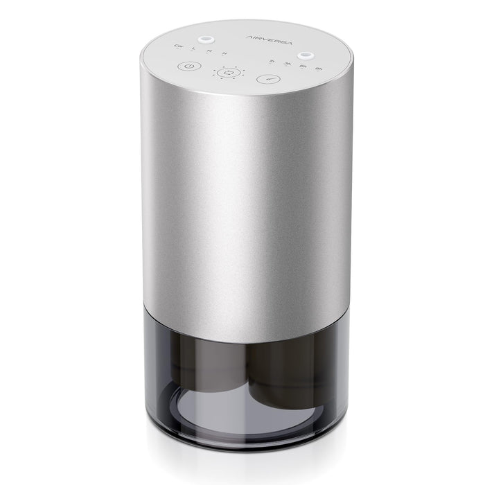 Airversa Dual-Nozzle Waterless Diffuser – 5 Timers, 4 Mist Levels, Car Mode, Silver