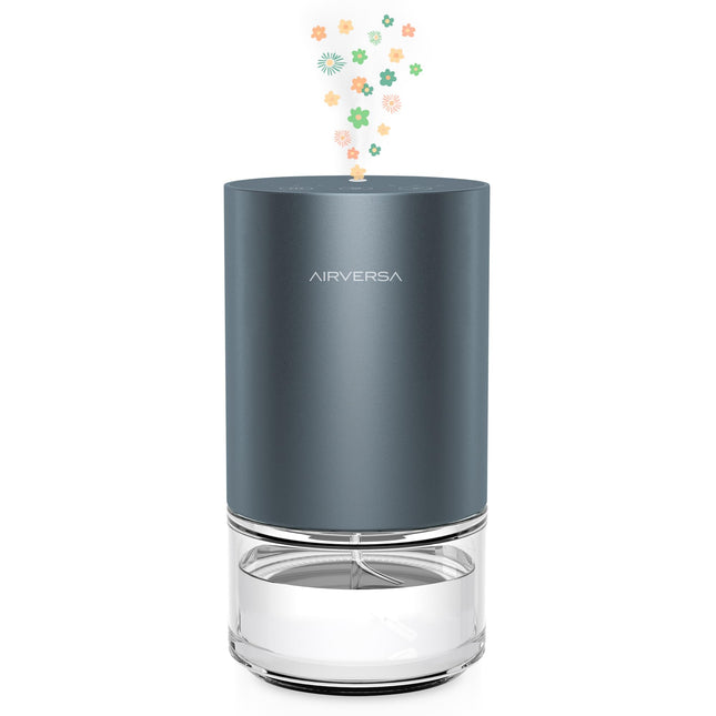 Airversa Waterless Diffuser — Battery-Powered Aromatherapy Nebulizer, 100ml Glass Bottle, 3 Mist Settings, Space Gray