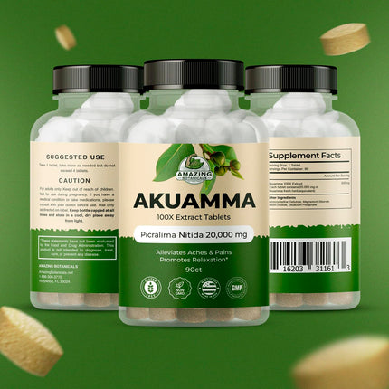 Amazing Botanicals Akuamma Extract Tablets – 200 mg, 90 Count | Focus & Calm