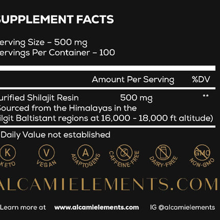 Alcami Premium Himalayan Shilajit Resin – High Potency 50g (100 Servings)