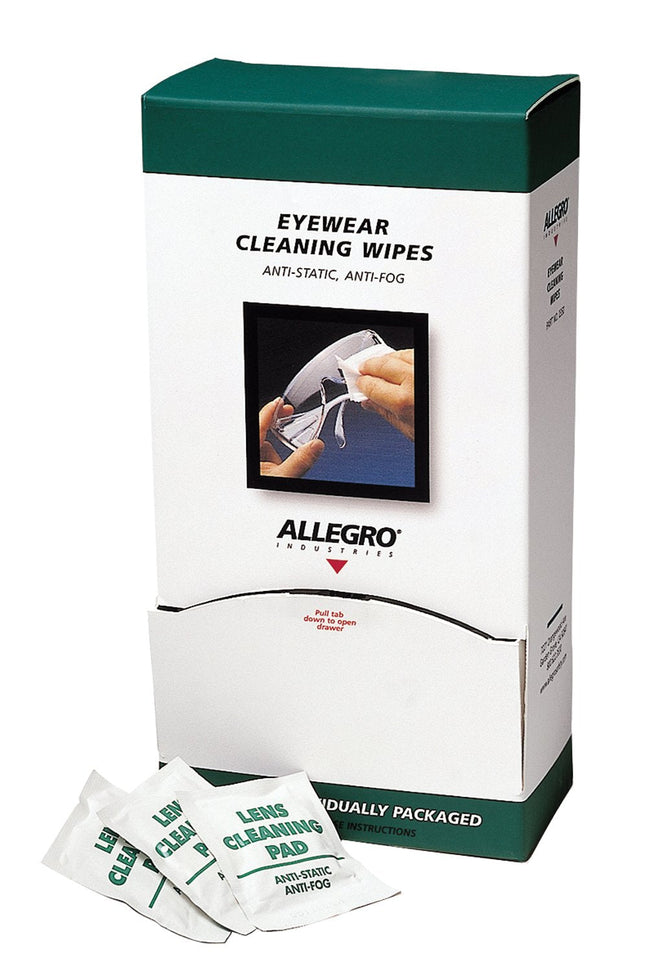 Allegro 0350 Eyewear Cleaning Wipes - 8\" x 5\" (Pack of 100) - Anti-Fog, Anti-Static