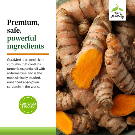 Terry Naturally CuraMed 375mg – Antioxidant Curcumin with Turmeric Essential Oil, Brain + Immune Support, 120 Softgels
